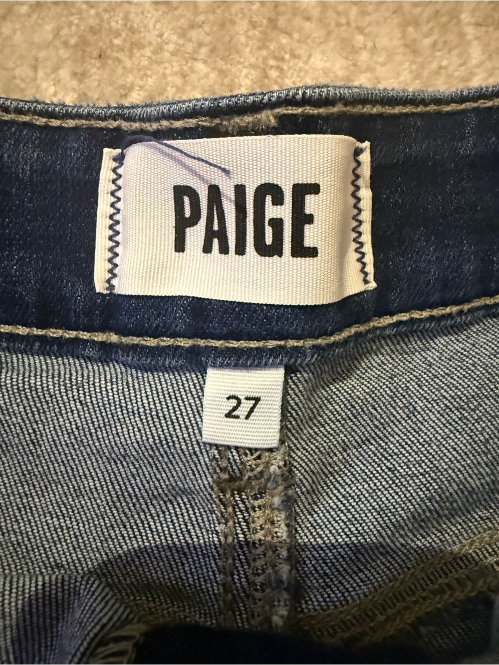 PAIGE Dark Blue Rolled-Hem Denim Shorts - Picture 6 of 7